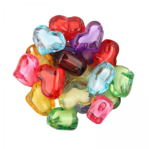 2xAcrylic Heart Beads Heart Shaped Beads for Beading Key Chains Jewelry Making Large 20pcs