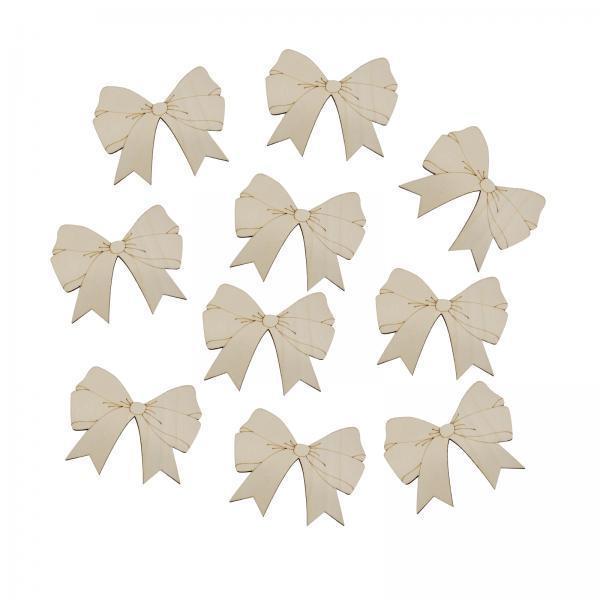 2x10Pcs Unfinished Blank Wood Cutouts Slices Decoration Bow Shaped Wood Pieces