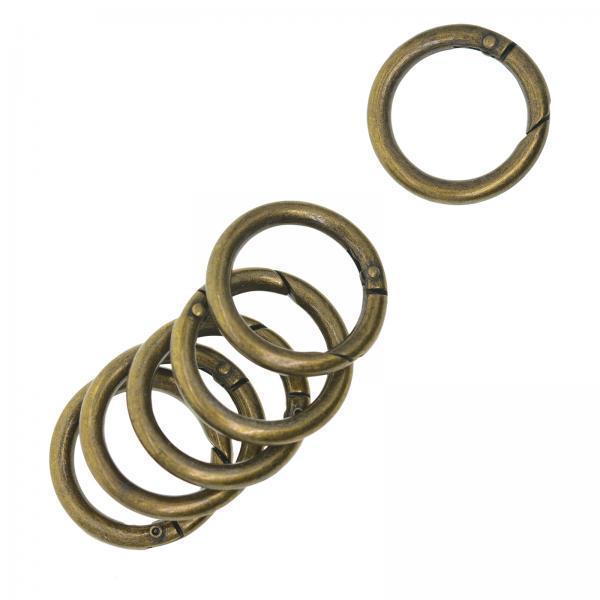 3x6pcs Spring Gate O Rings 32mm for Keychains Handbag Strap Craft Bronze