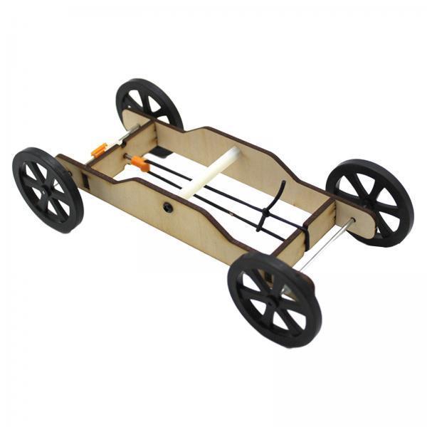 4xWood DIY Car Model Kits Physics Science Cognitive Toys 17cmx7.5cmx4.4cm