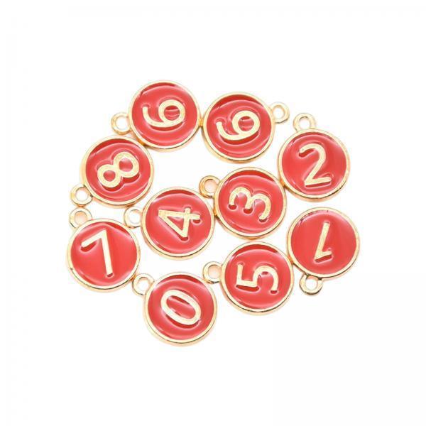 2xNumber 0-9 Mixed Alloy Charms DIY Craft Art Projects for Women Girl Durable Red