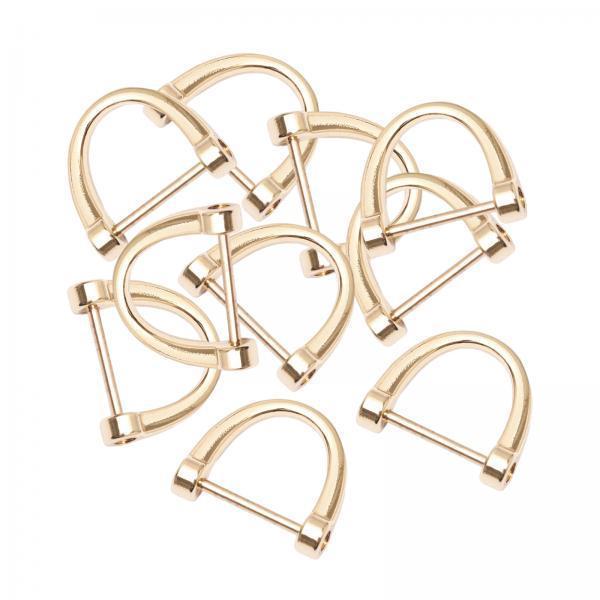 4x10 Pieces D Rings Keychain Horseshoe Buckles for DIY Backpacks Replacement Golden