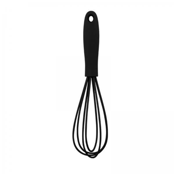 3xSilicone Whisk Kitchen Utensil Non Scratch Mixer Egg Beater Frothing Black