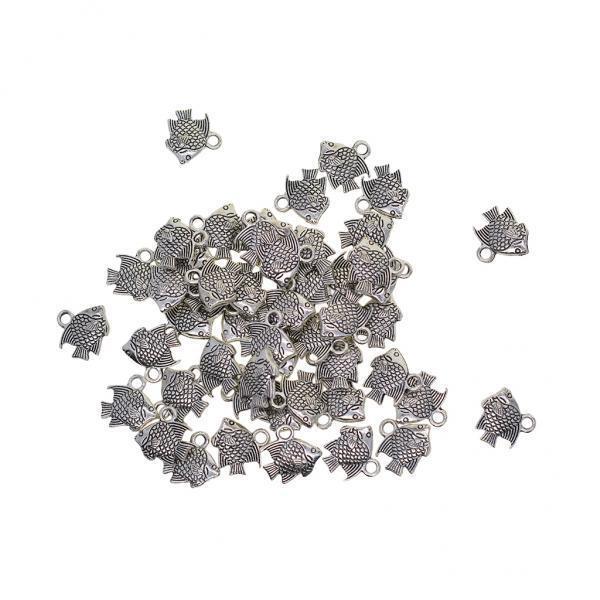 4x50Pcs Tibetan Silver 3D Cute Sea Tropical Fish Charms Pendants DIY Jewelry