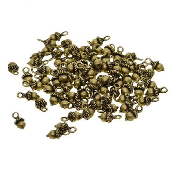 3x50pcs antique 3D Pineal Fruit Acorn Nut Charm DIY Jewelry  Green Bronze