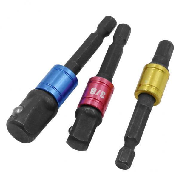 4xSet of 3 1/2 3/8" 1/4" Drill Bit Driver Extension Adapter Socket Black"