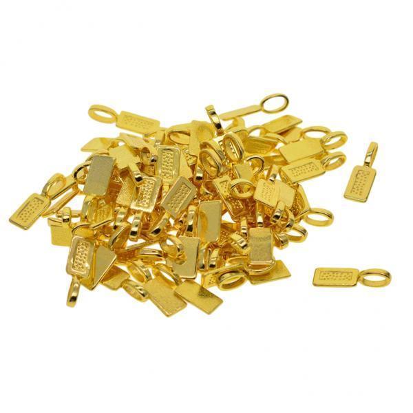 4x50 Pieces Blank Rectangle Bezel Rectangle Glue On Bails Pendant Cabochon DIY
