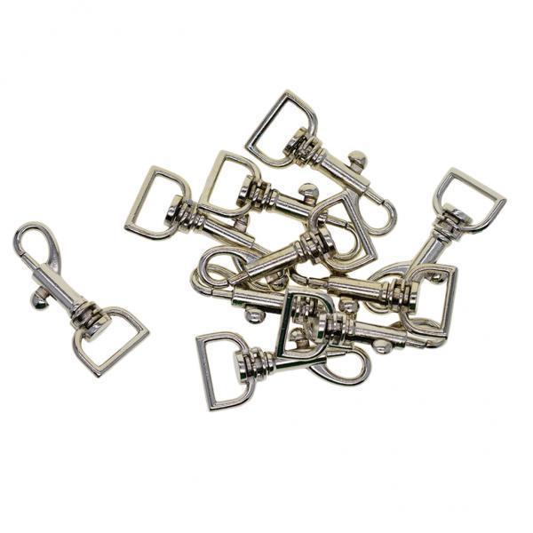 4x10 Pcs Fine Swivel Snap trigger key bag Clasp hook 0.5inch D ring silver