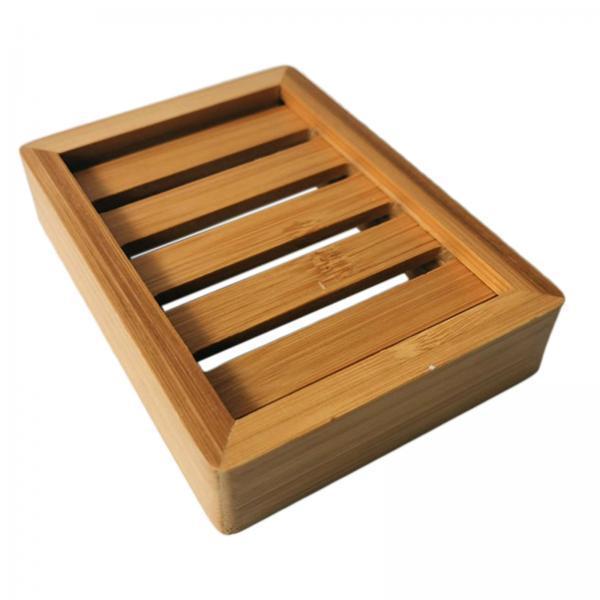 4xWooden Bamboo Soap Dish Tray Holder Bathroom Kitchen Sponge   Rack Box