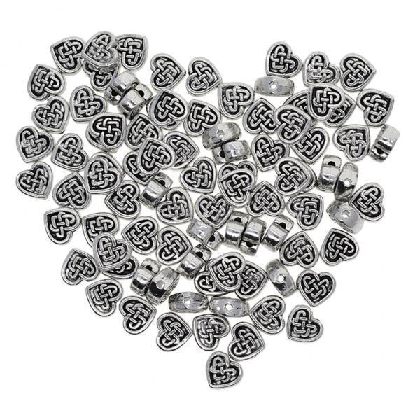 3x100pc Tibetan Silver Celtic Knot Heart Spacer Loose Beads Jewelry DIY Making