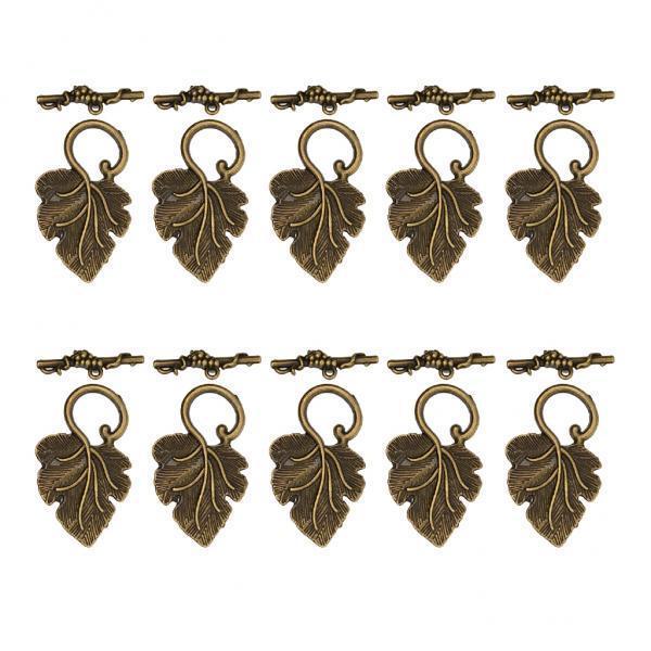 2x10 Sets Leaf OT Toggle Clasps Jewelry Clasp Connectors Jewelry DIY Bronze