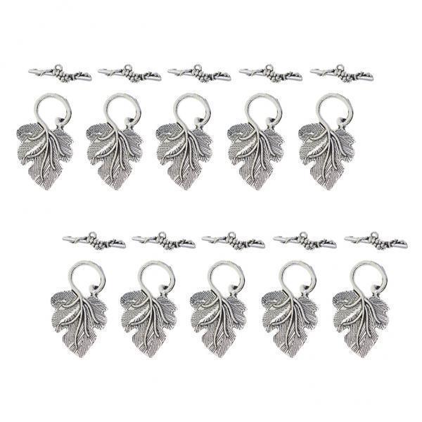 2x10 Sets Leaf OT Toggle Clasps Jewelry Clasp Connectors Jewelry DIY Silver