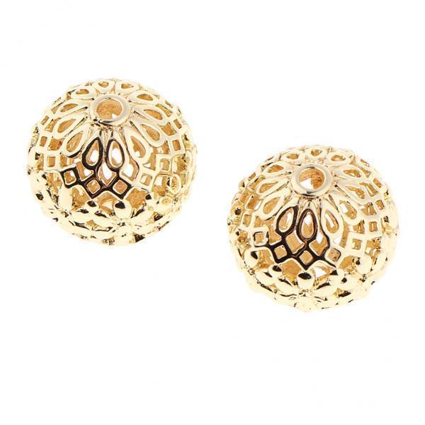 2x2x Gold Plated Hollow Filigree Spacer Loose Beads Jewelry Findings 14MM 