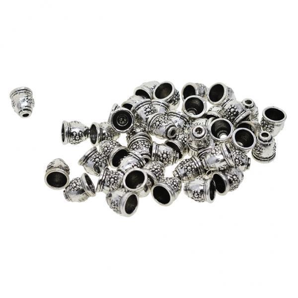 2x50 Pieces Daisy Patterned Beads Cap Tassel End Cap Jewelry Making Findings