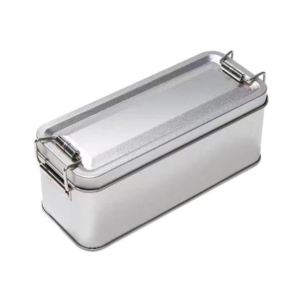 2xMetal Tin Box with Lid Pineapple Cake Packaging Storage Container Cookie Tin Silver