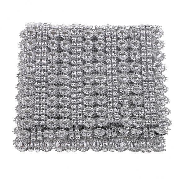 2x1 Yard 16 Rows Flower Diamond Mesh Wrap Rhinestone Ribbon Wedding Decoration
