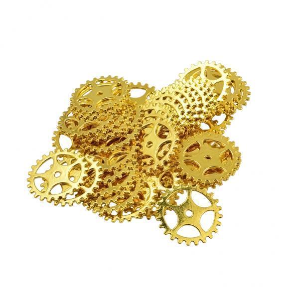 4x50 Pieces Gold Antique Steampunk Gears Charms for Crafting Jewelry Making