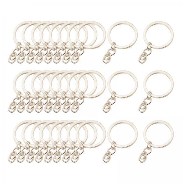 3x30x Keyring Blanks Key Chains Findings Split Rings 4 Link 25mm_White K