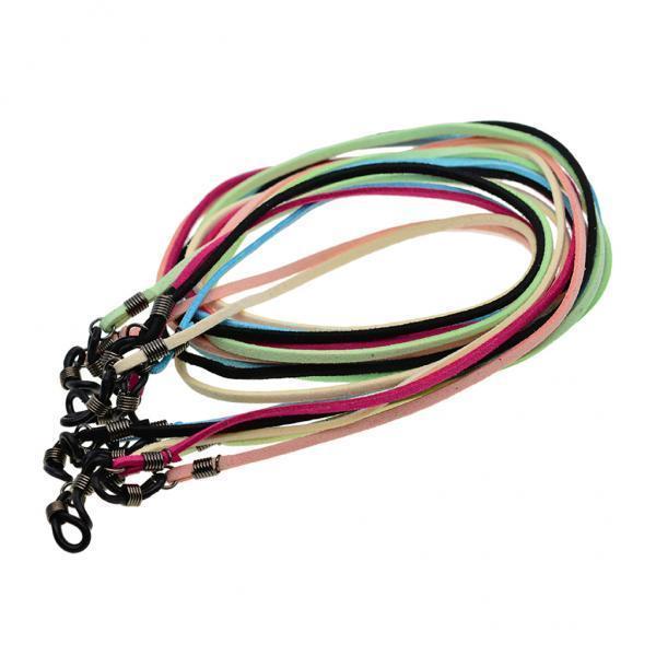 3x6 Pieces Leather Suede Securely Neck Cord Eyeglass Holder Retainer
