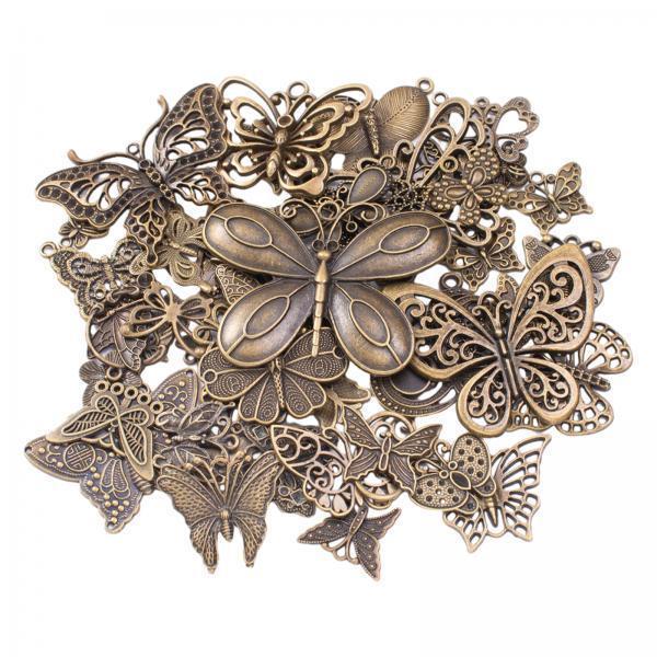 4xButterfly Charms Pendant Antique for Scrapbook Decoration Key Chains Earring bronze