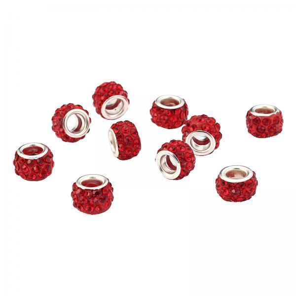 3x10pcs European Spacer Beads Rhinestone Bracelet Jewelry Findings Red