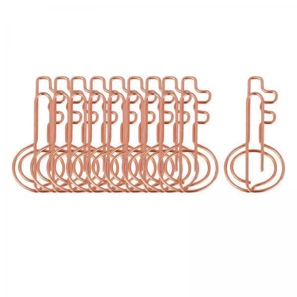 2x10 Pieces Rose Aureate Key Paper Clips Cartoon for Office Supplies File Note