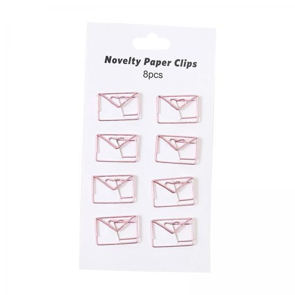 2x8x Novelty Paper Clips Metal Party Invitation Card Document Organization Pink Envelope 