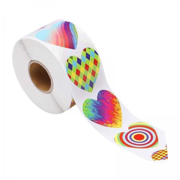 3x500 Pieces Funky Heart Stickers Heart Shaped Sticker for Cards Decoration 1 Inch