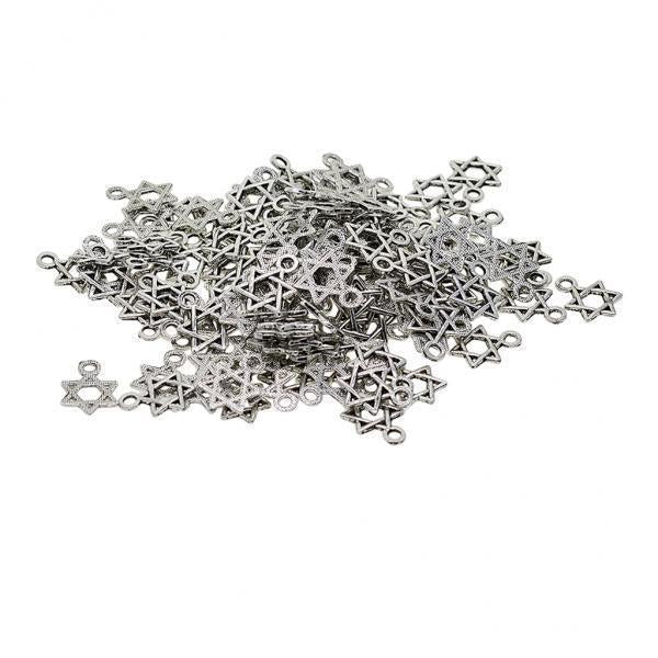 3x100 Pieces Tibetan Silver Star of David Jewelry Making Charms Pendant Craft