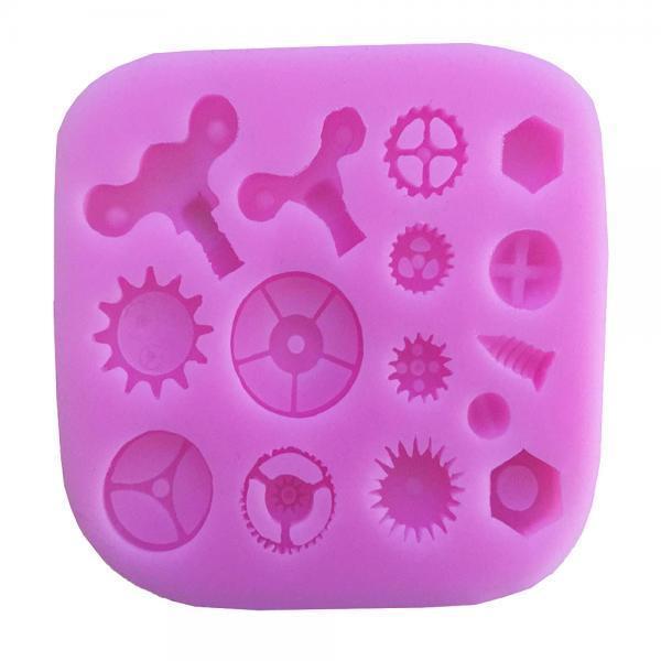 2xSilicone Fondant Cake Mold Sugarcraft Cake Decorating Mould Gear Screw Shape