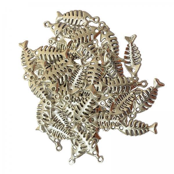 2x50Pcs Fish Charms Alloy Fish Pendant Charms for Earrings Necklace Accs Argent