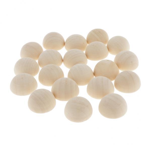 3x20Pcs Half Ball Natural Unfinished Wood For Jewelry Making DIY Crafts 25MM