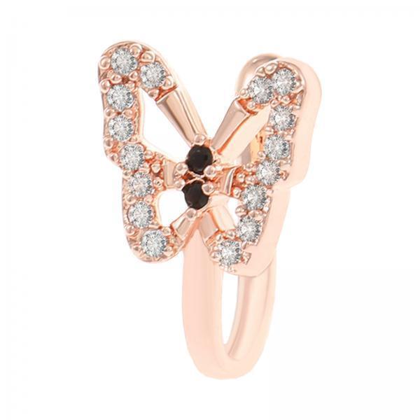 2xFake Nose Ring Rhinestone Copper No Piercing Clip on Nose Ring for Women Men Rose Aureate