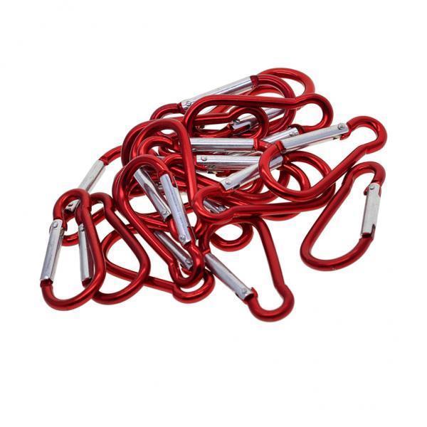 3x20 Piece D Shape Sports Hiking Carabiner Buckle Snap Spring Clip Hook Red