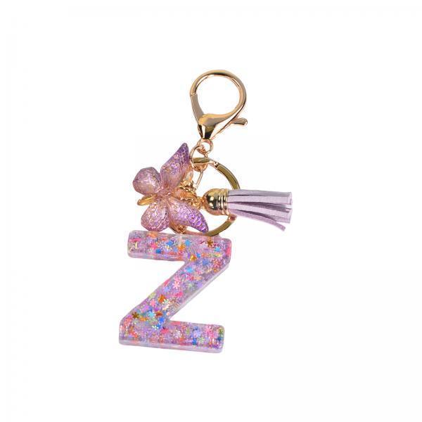 2xResin Keychain Ornaments Girls Women Gifts English Alphabet Keyring Keychain Z