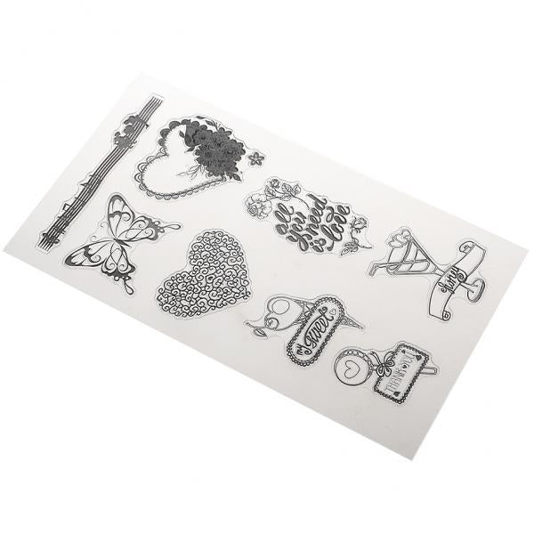 4xSilicone Clear Rubber Stamp/Seal for DIY Scrapbooking Heart Pattern