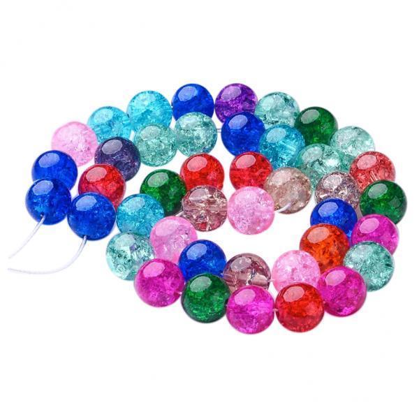 3x10mm Glass Crackle Beads Round Glass Beads for DIY Jewelry Making