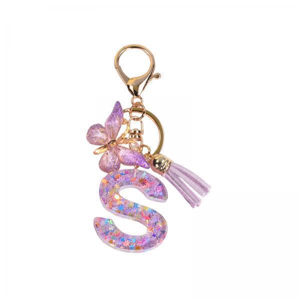 3xResin Keychain Ornaments Girls Women Gifts English Alphabet Keyring Keychain S