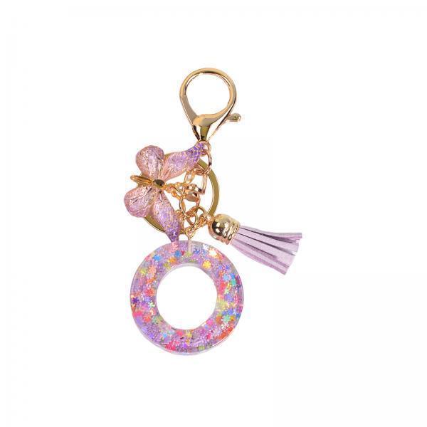 3xResin Keychain Ornaments Girls Women Gifts English Alphabet Keyring Keychain O