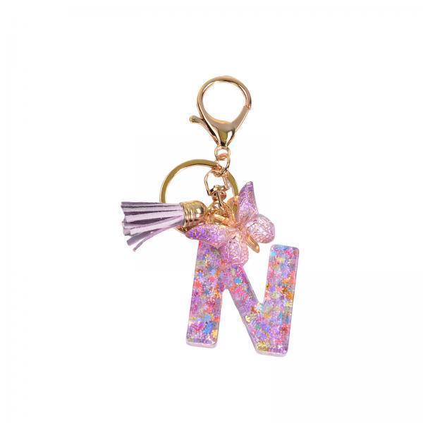 3xResin Keychain Ornaments Girls Women Gifts English Alphabet Keyring Keychain N