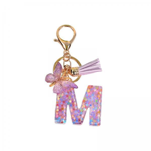 4xResin Keychain Ornaments Girls Women Gifts English Alphabet Keyring Keychain M