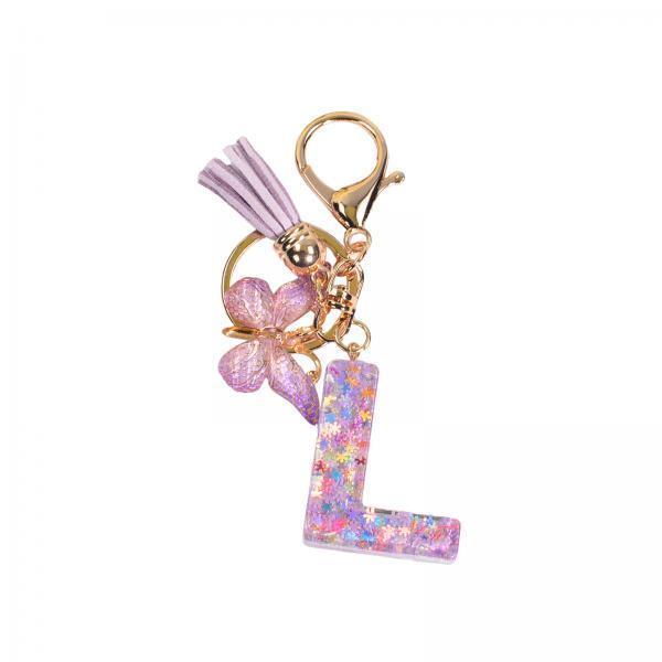 4xResin Keychain Ornaments Girls Women Gifts English Alphabet Keyring Keychain L