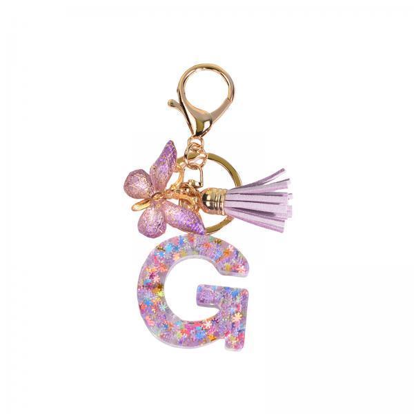 3xResin Keychain Ornaments Girls Women Gifts English Alphabet Keyring Keychain G