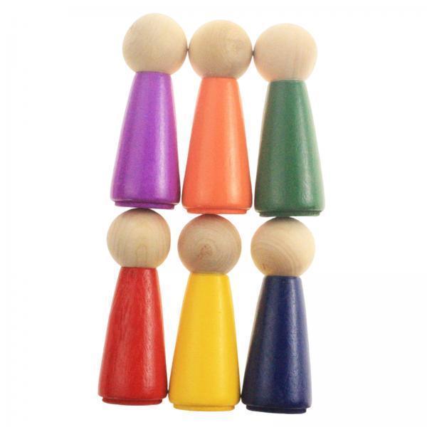 3x6x Wooden Peg Dolls Tiny People Figures Educational for Toddlers Ornament