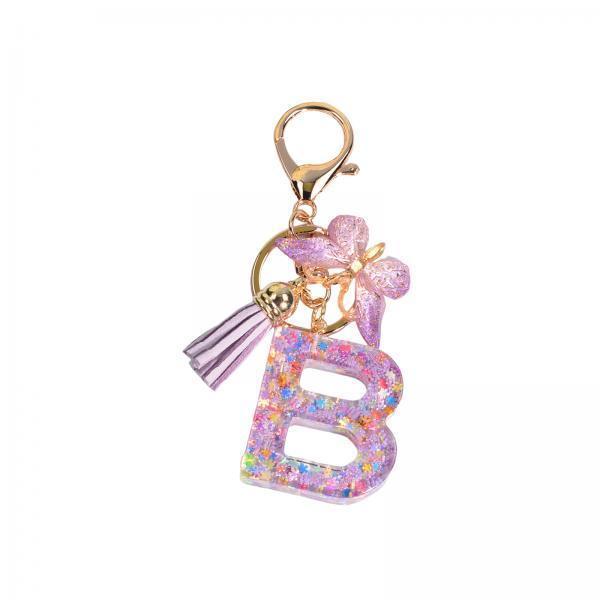 2xResin Keychain Ornaments Girls Women Gifts English Alphabet Keyring Keychain B