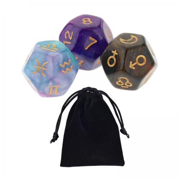3x3Pcs Acrylic Astrological Dice Constellation Dice for gifts Style B