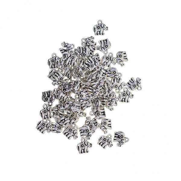 3x50x Tibetan Silver 3D Lucky Cute Elephant daisy flower Charms Jewelry DIY