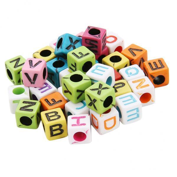 2x200Pcs Acrylic Alphabet Letter Bead Large Hole Loose Bead DIY Jewelry Making