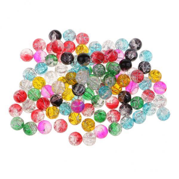 2x100Pcs Glass Round Spacer Loose Beads 8cm for Jewelry Making Findings