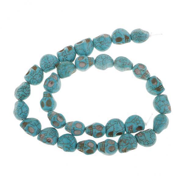 3xTurquoise Loose Bead Gemstone Skull Spacer Bead for DIY Jewelry Making Craft